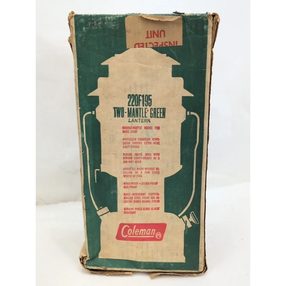 Green COLEMAN 220F 1 - 1971 Double Mantle 220F195 Lantern W/ Box Good Shape Camp